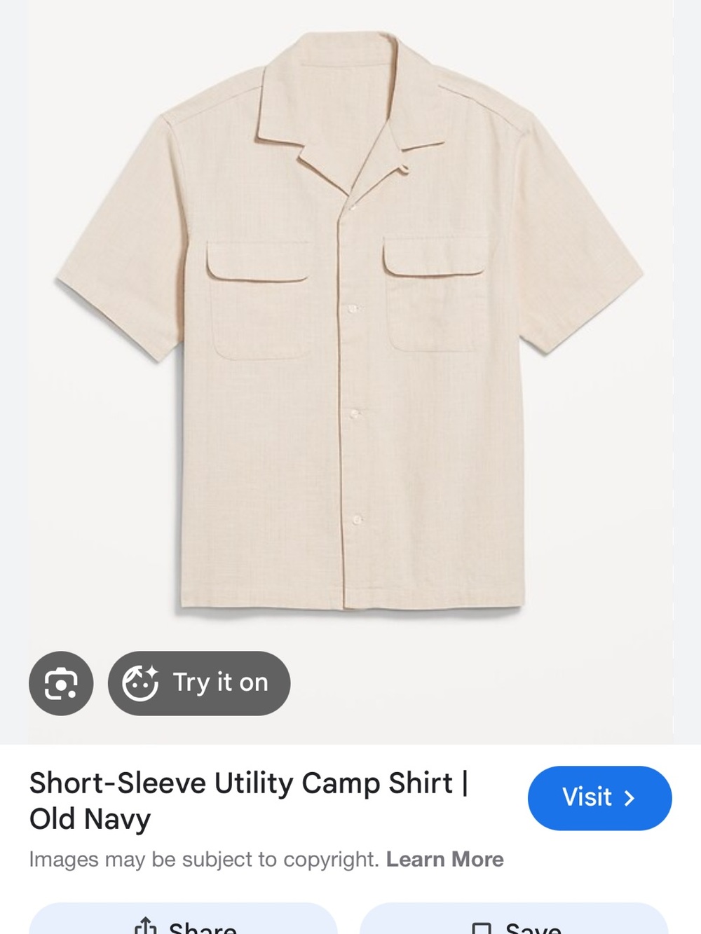 Old Navy Short-Sleeve Camp Shirt - Light Cream